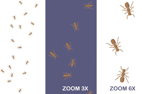 A Close Look at the Worker Ants Marching Embroidery Design
