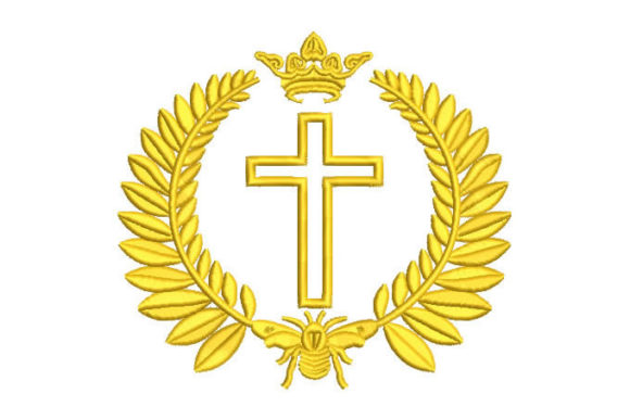Cross with Crown Embroidery for Boutique Apparel