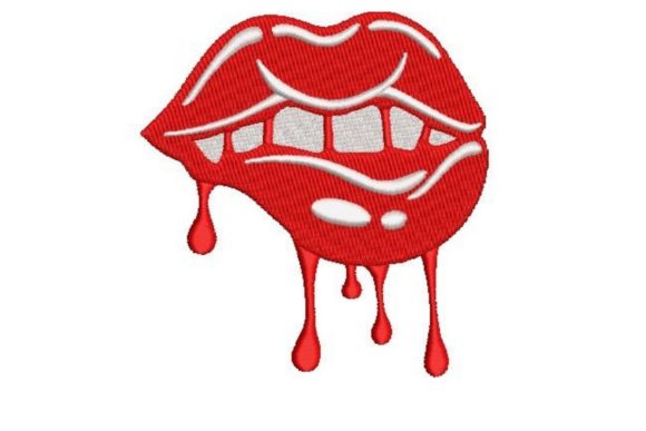 Dripping Lips: A Business-Ready Embroidery Design for Branded Merchandise