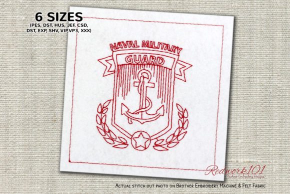 Naval Military Guard Redwork Design for Branded Merchandise