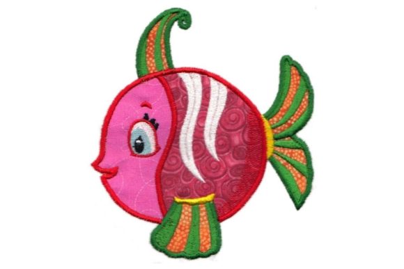 Seasonal Sparkle: The Pink and Red Tropical Fish Embroidery Design