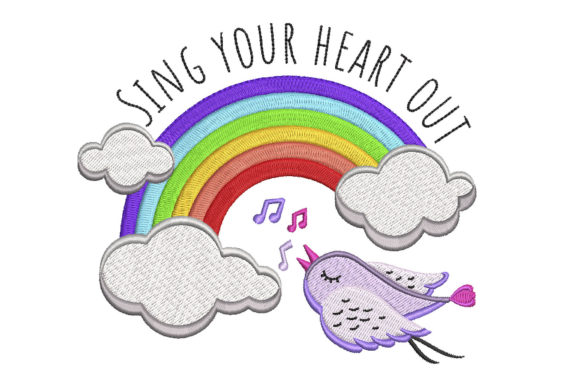Sing Your Heart Out Rainbow Bird Embroidery Design Review
